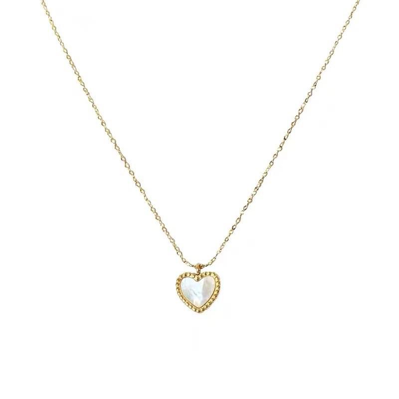 Heart Series 18K Gold-Plated Titanium Steel Necklace - Elegant, Colorfast, Simple  Chic Clavicle Chain Plated with 18K Real Gold