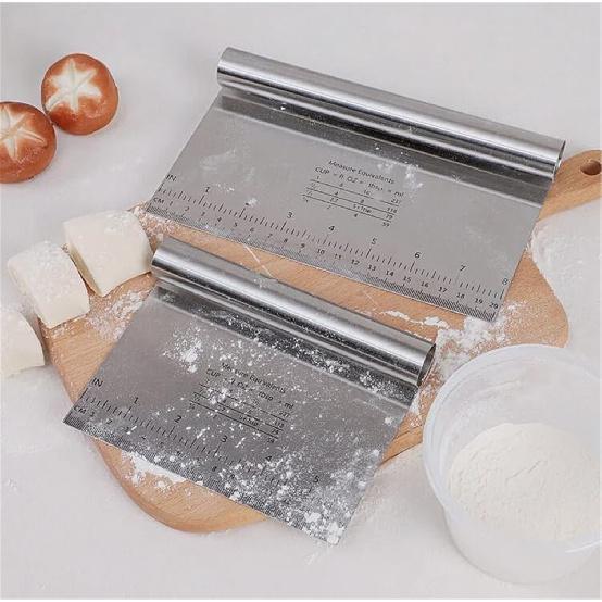 Pro Dough Pastry Scraper/Cutter/Chopper Stainless Steel with Measuring Scale Multipurpose-Cake,Pizza-Pastry Bread Separator 1