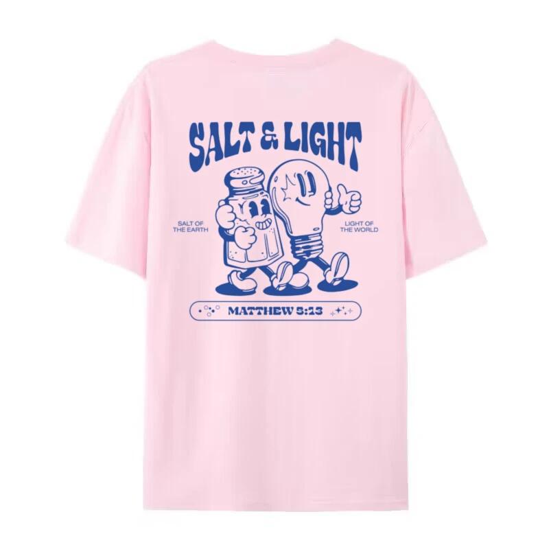 Soľné Svetlo Vtipné Biblické Verše Tričká Zadná Potlač Retro Streetwear Grafické Tričká Dámske Unisex Kresťanské Tričko Ježiš Viery Vrcholné Darčeky