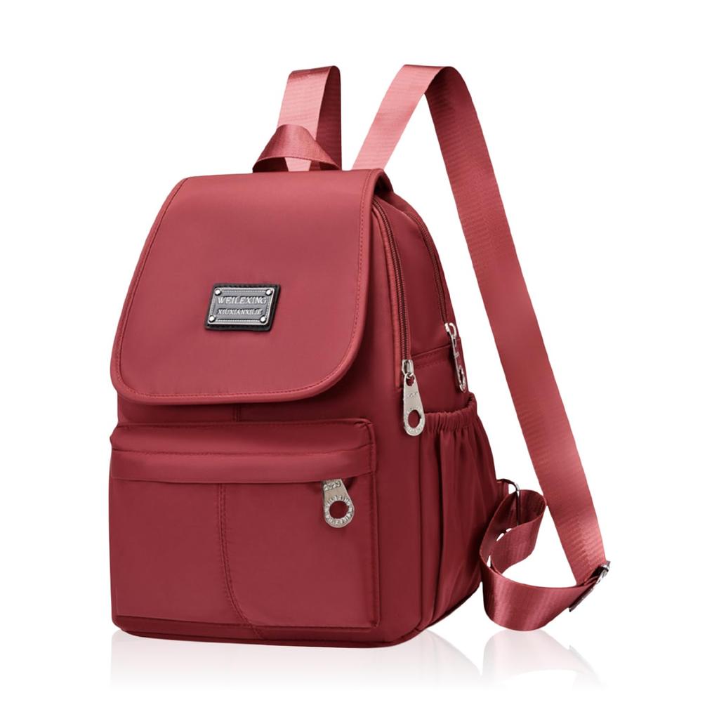 T.Y.ryanryan Women's Small, Lightweight Backpack, A4 Size, Water-Repellent, Two-Layer Nylon (Red)