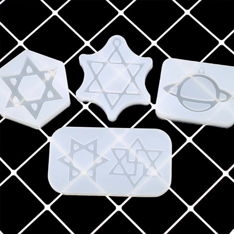 Shiny Glossy Six-pointed Star/Little Planet Keychain Silicone Epoxy Resin Mold DIY Pendant Jewelry for Halloween Gift