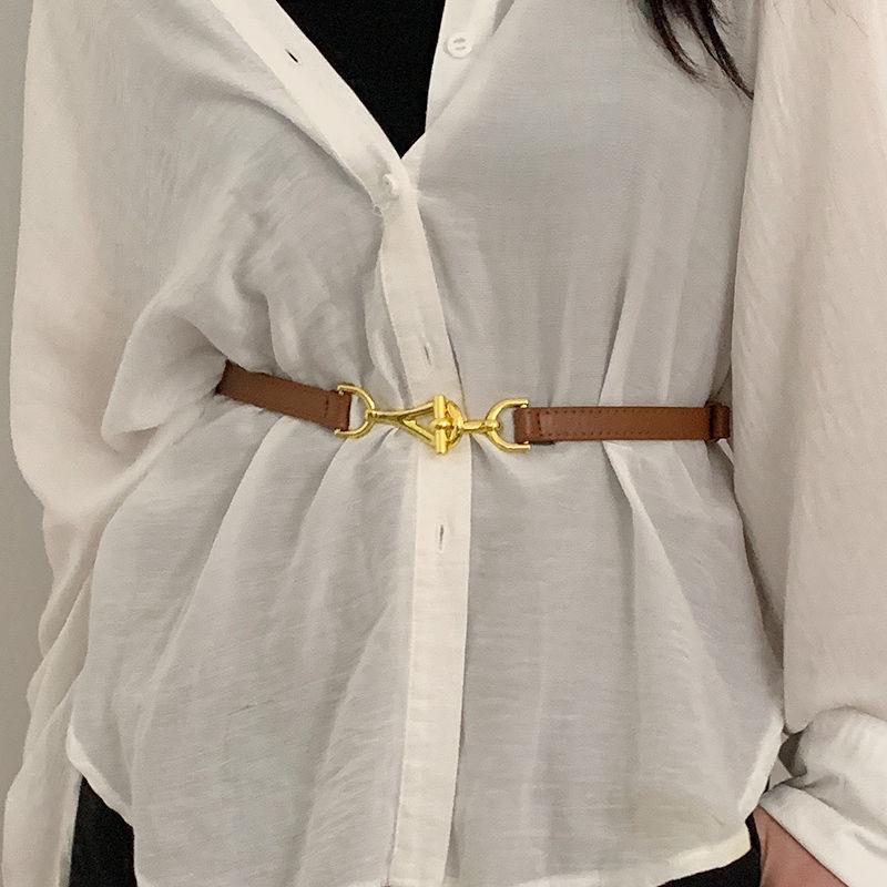 

Waist Womens Versatile Belt In Black And Brown Pu Stylish For Summer Fashion Trends коричневый