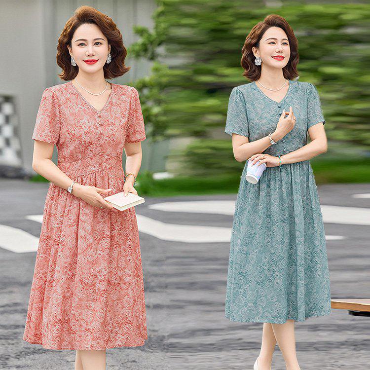 Exquisite Floral Slimming Dress - 2026 Spring New Arrival, Elegant and Tummy-Concealing