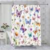 Butterfly Pattern Bathing Curtain  Bathroom Shower Curtain Waterproof With 12 Hooks Home Deco Free Ship