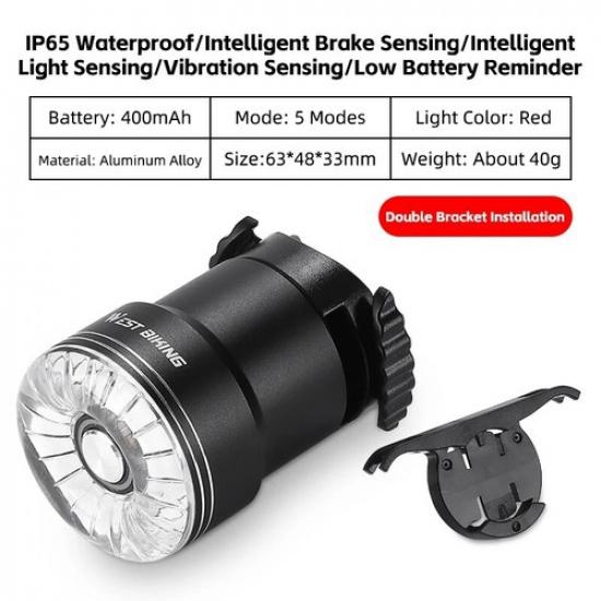 WEST BIKING Waterproof Bicycle Light Brake Sensor Smart Cycling Bike Tail Light