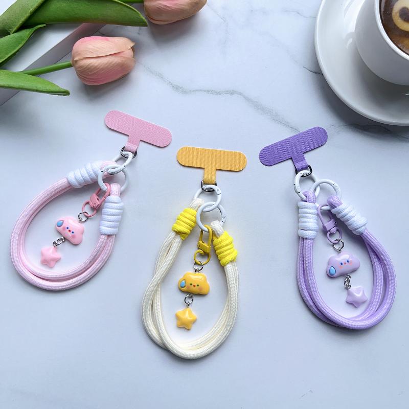 1 Piece Camera Package Lanyard Fashion Cloud Cell Phone Lanyard Keychain Handmade Bowl Rope Cell Phone Cases Pendant