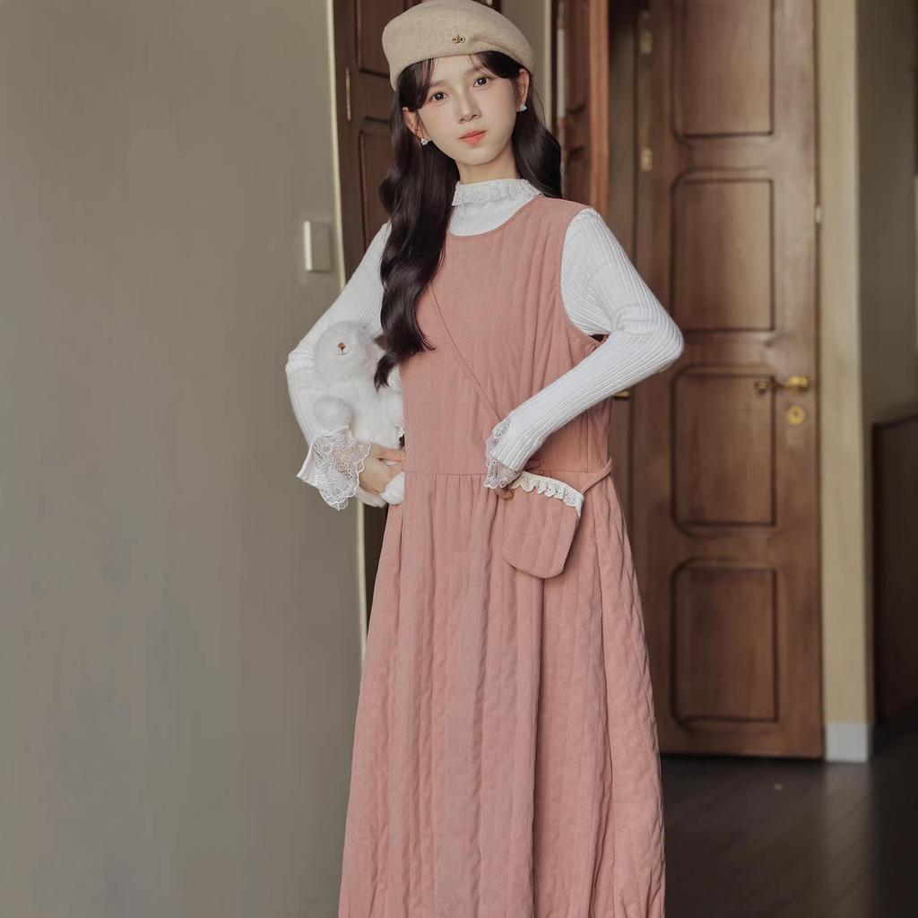 2026 Women's Quilted Sleeveless Tulip Dress with Knit Cardigan Set - Versatile Layering Fashion