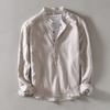 Shirt Top Men's Casual Shirt Korean Version Slim Fit Solid Color Stand-up Collar Pullover Commuter Shirt Men