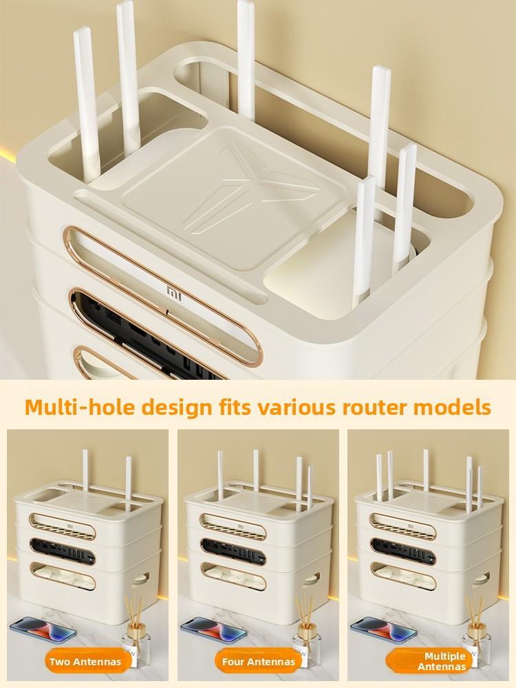 Wireless Router Storage Box TV Box Organizer Cable Management PVC Holder Living Room Solution TV Wall Mount Shelf