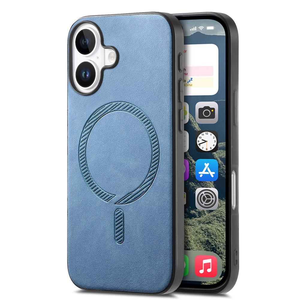 B1 For iPhone 16 Plus Leather Back Case Compatible with MagSafe Skin-Touch Phone Cover