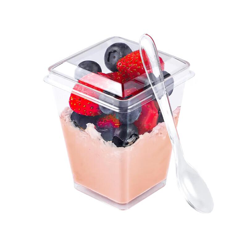 Einweg-Transparente Plastik-Dessertbecher mit Deckeln & Löffeln (150ml, 100er-Pack)