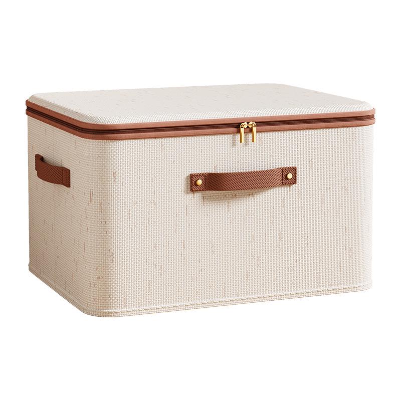 Tianshan Cotton & Linen Zipper Storage Box with Lid for Clothes & Toys