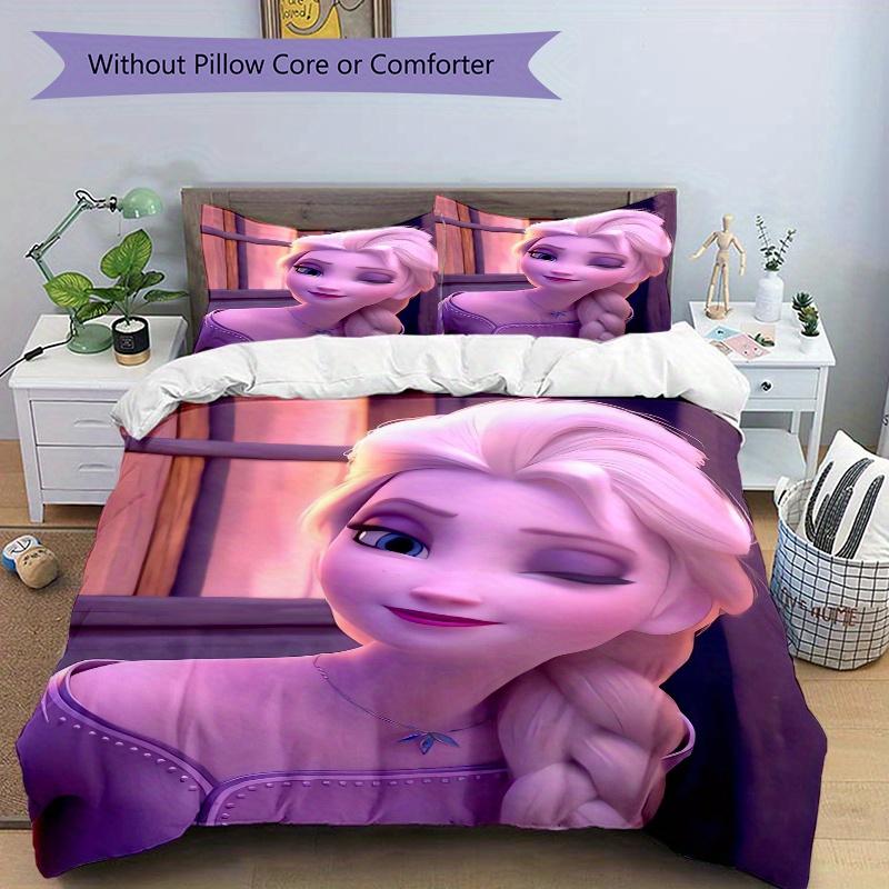 3pcs Lovely Princess Elsa Bedding Set - 1 Soft Quilt Cover + 2 Pillowcases, Machine Washable - Suitable for All Seasons, Perfect Gift for Family