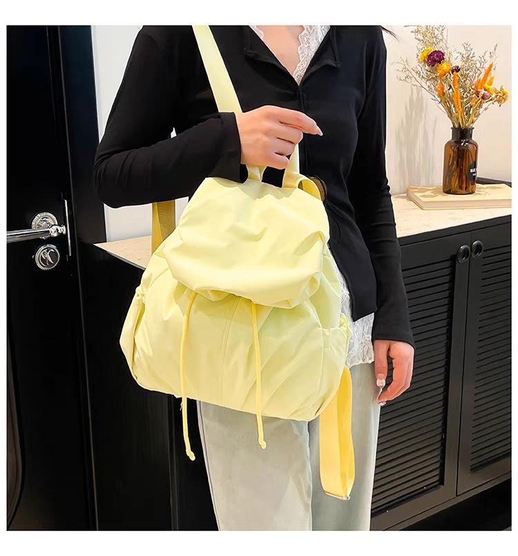 

Backpacks Women Large Capacity Niche Design Korean Cloth Bag Pleated Student Schoolbag High-end Backpack 27x11x33