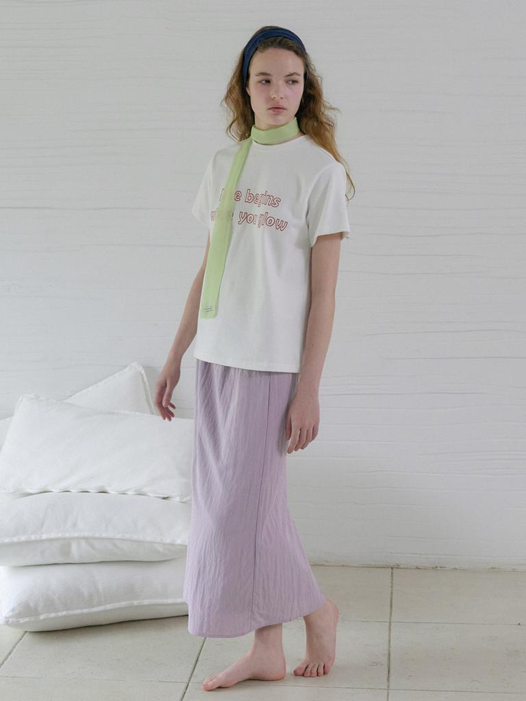 Elssibeui Shirred Waist Midi Skirt_Light Purple