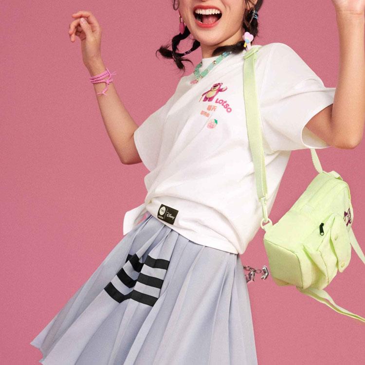 Adidas Neo X Strawberry Bear Co-Branded SS23 Cartoon Letter Print Sports Short-Sleeve T-Shirt Women Tops White IP4028