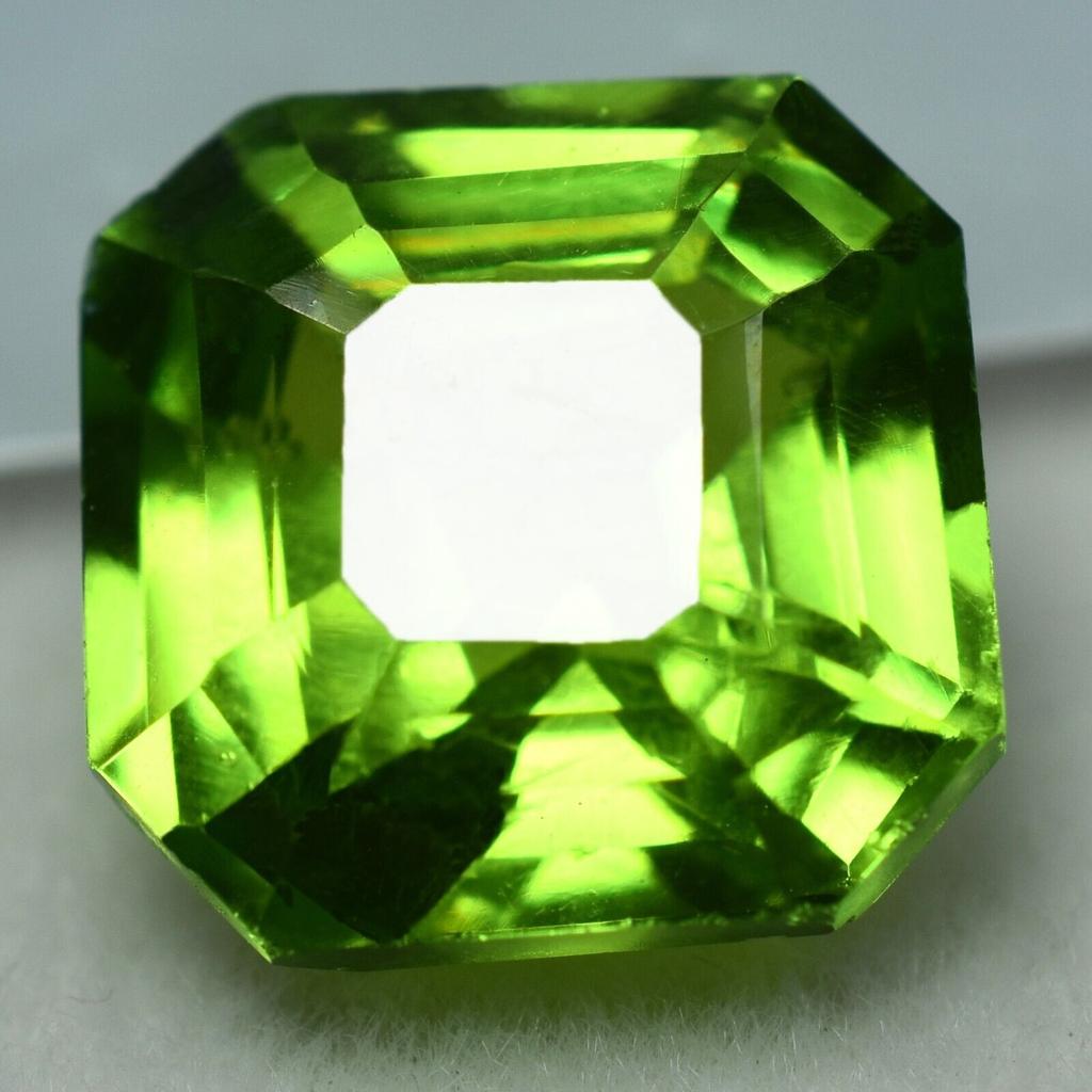 9.60 Ct NATURAL Green Peridot   Square Cut Loose Gemstone for Jewelry