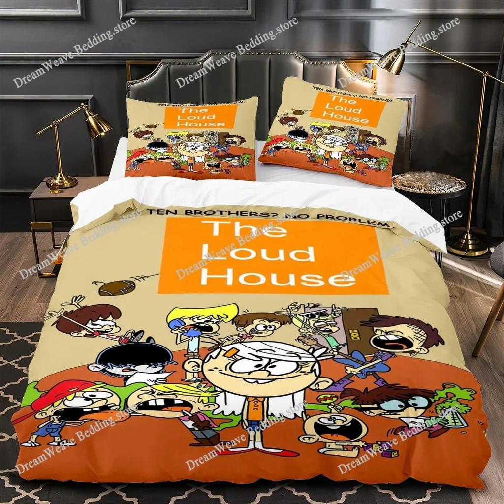 3D Printed Anime Loud House Bedding Set Boys Girls Twin Queen Size Duvet Cover Pillowcase Bed Kids Adult Home Textileextile
