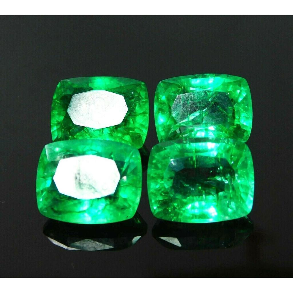 6 To 7 Ct Each Natural Emerald Green Cushion Shape CERTIFIED Loose Gemstone Lot A-64845365