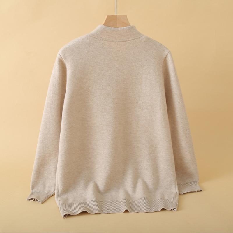 Mom's Autumn and Winter New Long-sleeved Sweater Medium and Old Women's Clothing Top Fashionable and Thin Bottoming Shirt Tide