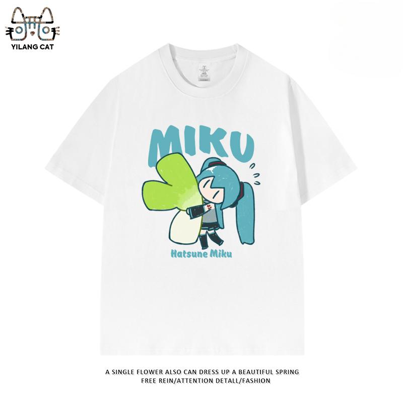 Hatsune Miku secondary pattern T-shirt summer men and women high quality 100% cotton T-shirt casual Harajuku loose T-shirt