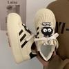 Shell head Maillard little white shoes black board shoes 2025 spring new round head platform casual big head doll shoes