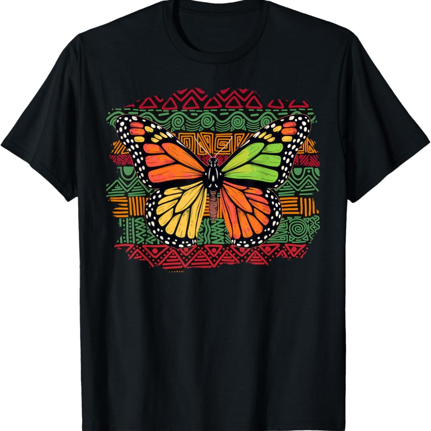 

Butterfly with African Tribal Patterns black history month T-Shirt S