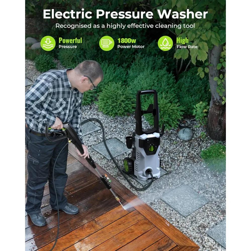 Pressure Washer, Power Washer with 4 Quick Connect Nozzles, High Pressure Cleaning Machine with Foam Cannon for Cars/Fences/Driv