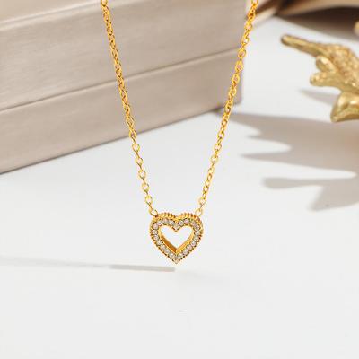 European-Style Light Luxury Hollow Heart Necklace: Fashionable, Non-Fading Titanium Steel Pendant for Women.