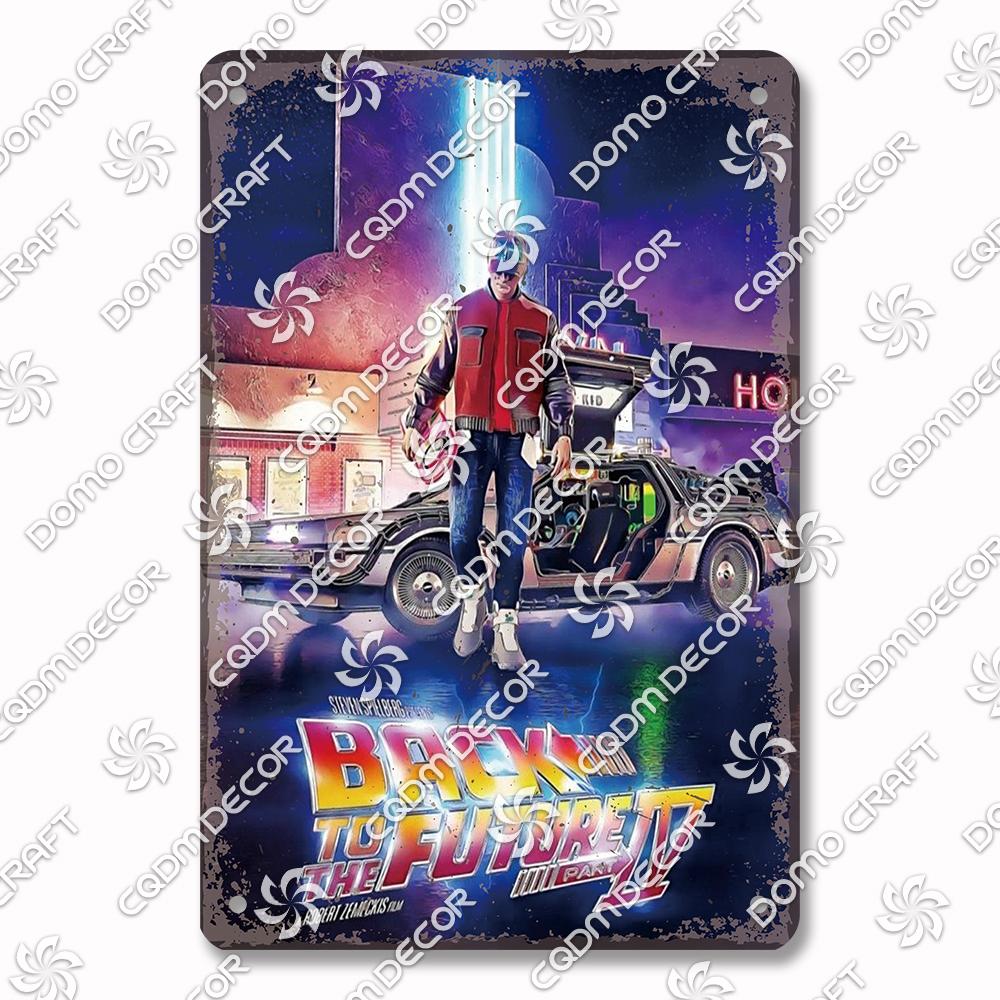 Classic Science Fiction Film Metal Tin Sign, Back to the Future Movie Poster Metal Plates, Cinema Club Cafe Bar Home Wall Decor