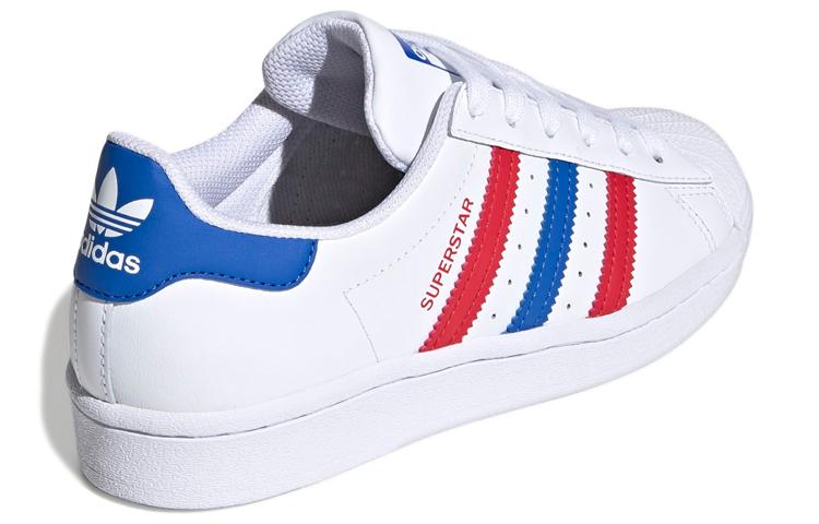 adidas Originals SUPERSTAR J Low Top Kids' Skateboarding Shoes White Red Blue Teenagers FW5851