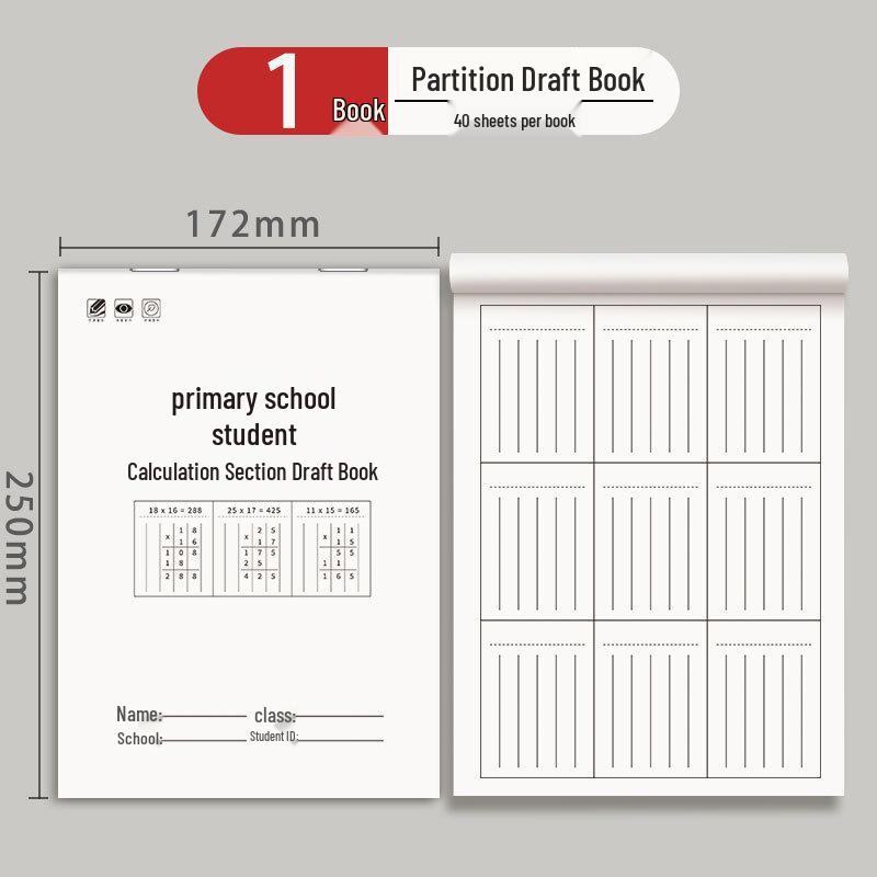 Math Operations Vertical Format Draft Paper for Primary Students: Addition, Subtraction, Multiplication, Division Practice Notebook