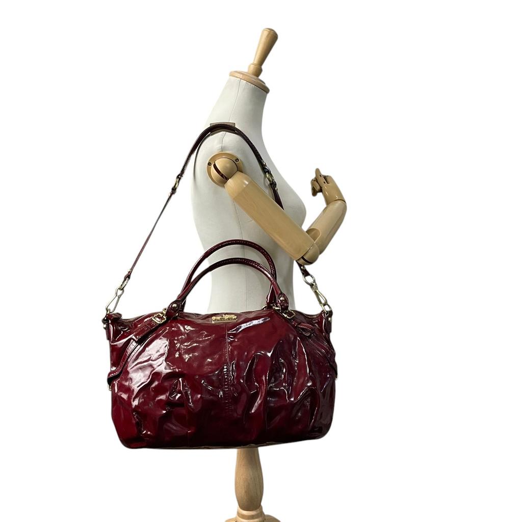 Used COACH 2WAYTote Bag MadisonTote Bag Red Patent leather Women