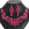 Dress Jewelry Necklace Earrings Two-Piece Set Colorful Flowers Bride Vintage Premium Design
