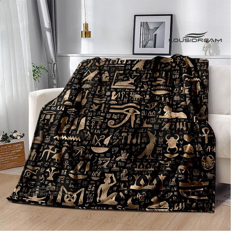 Egyptian pictograph symbol printed blanket Picnic blanket Warm Flannel blankets Home bed linings blankets for beds Birthday Gift