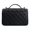 Chanel Classic Diamond Quilted Embossed Cowhide Leather Top Handle Chain Bag, Large Tofu Shoulder Crossbody Handbag For Women Black