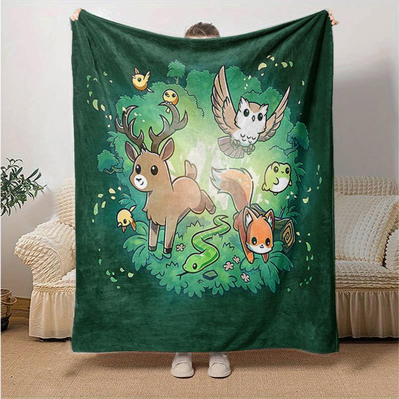 1pc Cute Little Animals Blanket, Home Decorative for All Seasons, Living Room, Travel, Camping, Car Blankets