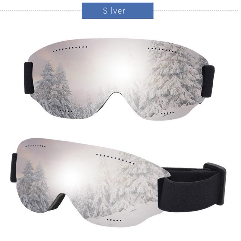 

Взрослые зимние однослойные большие сферические ветрозащитные противотуманные сверхлегкие очки с защитой UV400 для катания на лыжах серебряный