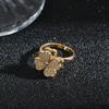 Unique Rotating Four Leaf Clover Open Ring for Women Small Stress Reliever able And Stylish Female Design Sense Accessory