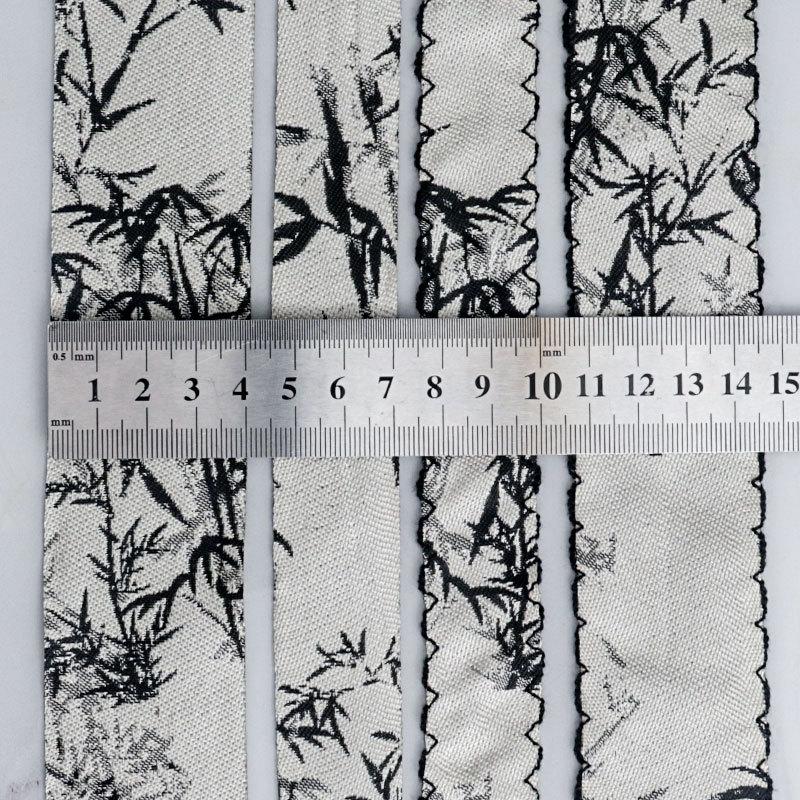 Chinesischer Stil Landschaft Tinte Bambus Drucken und Färben Imitation Hanfband Handgefertigtes DIY Schleifenband Geschenk Kuchen Verpackung Band Heimdekoration