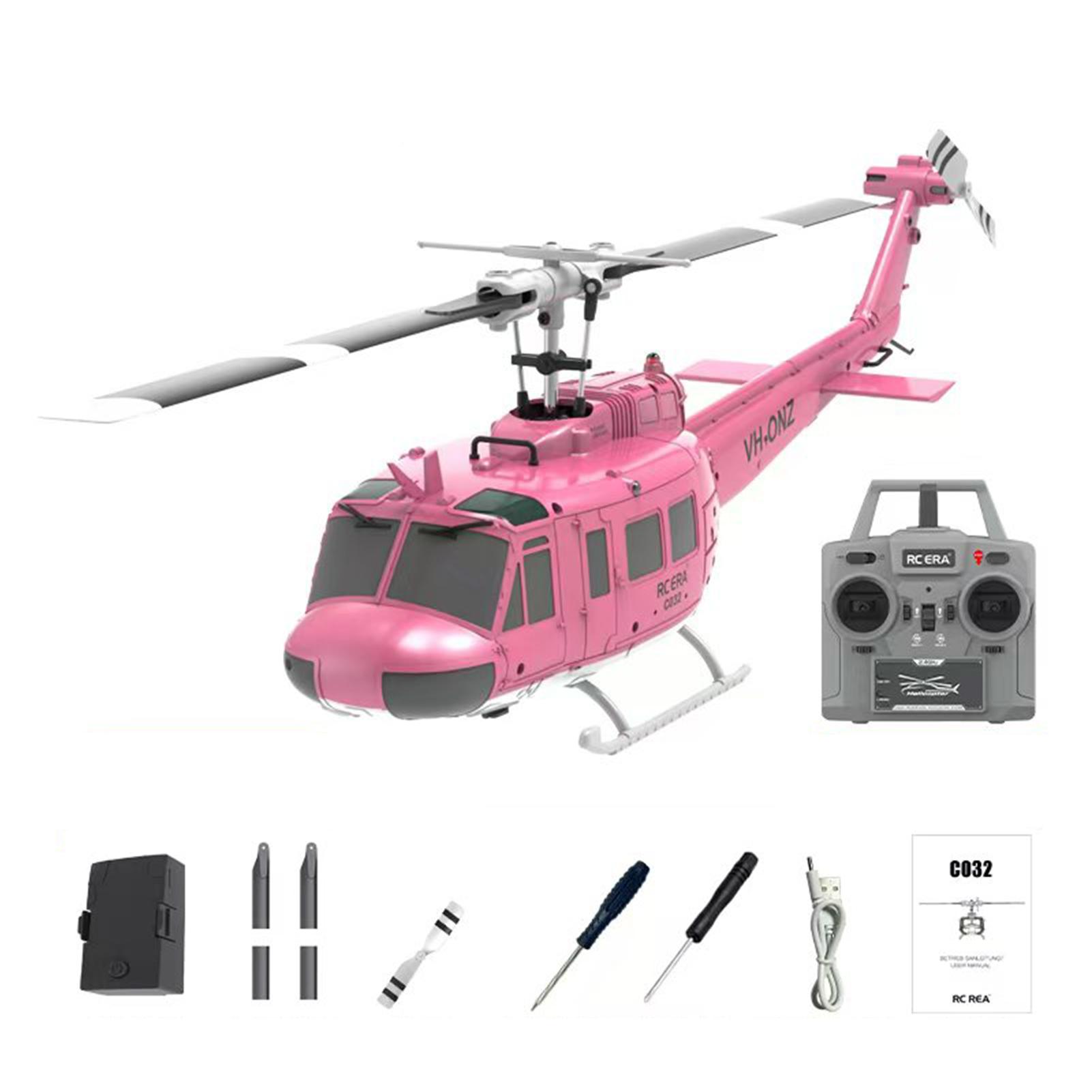 

C032 UH-1 Безколекторний RTF RC Вертоліт 6-осьовий Гіроскоп Один Клік 3D Перекидання Оптичне Потокове Позиціонування Модель Вертольота UH1 Хобі Іграшка рожевий