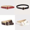 Womens Rose Gold Square Buckle Leather Belt With Metal Clasp For Casual Office Wear