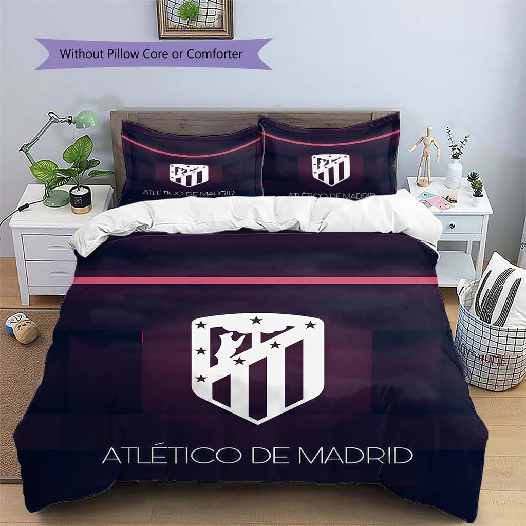 Atlético de Madrid Rašto Patalynės Antklodžių Rinkinys Namų Dekoras Dovana (1 * antklodės užvalkalas + 2 * pagalvės užvalkalai be šerdies)