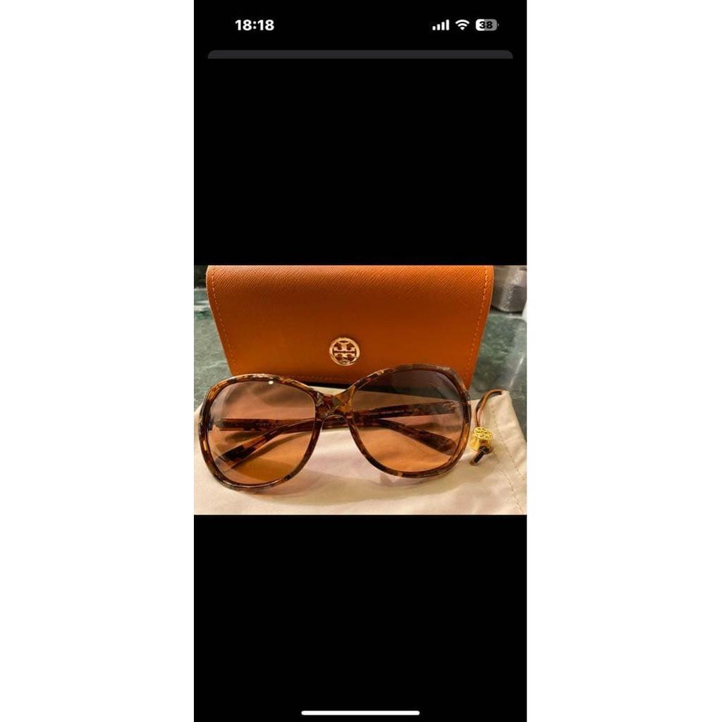 Used Tory Burch Brown Round Sunglasses with Case