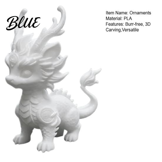 Layered Dragon Mane Sculpture 3D Printed Qilin Statue, Traditional Chinese Mythical Beast Figurine, Auspicious Customizable White Base Decoration