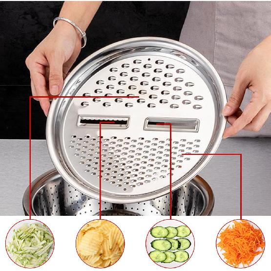 Germany Multifunctional Stainless Steel Basin,Multi Stainless Steel Basin with Grater Vegetable Cutter Slicer Grater Strainer Drain Basket Salad