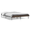 VidaXL Bed Frames Brown Oak 140x200 Cm Engineered Wood and Metal, Bed, Guest Bed, Double Bed, Bedroom Furniture 845020