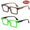 2pcs Fashion Square Anti-Blue Light Computer Eyewear Minimalist Optical Eye Glasses with Metal Frame Luxury Eyewear Unisex