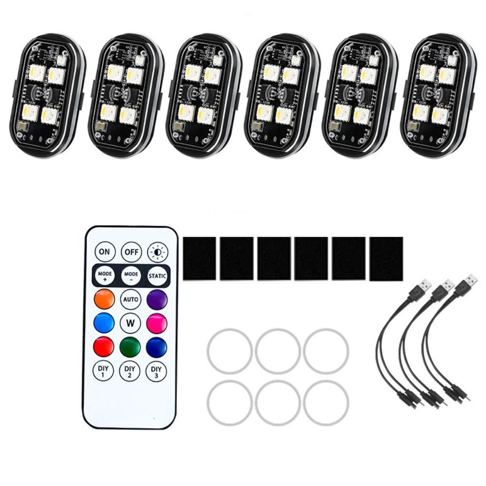 1/2/4/6pcs Anti-Collision Wireless LED Strobe Lights Rechargeable LED Warning Light
