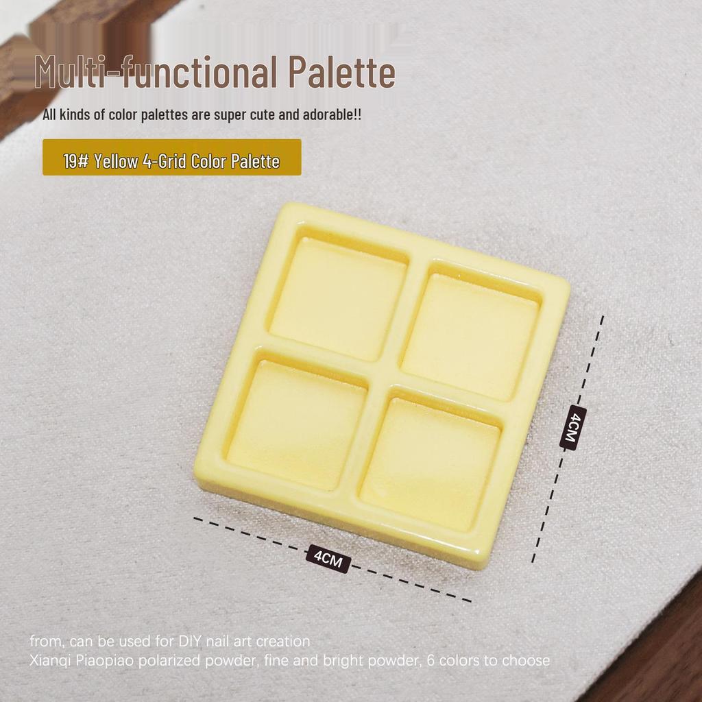 Multi-Functional Nail Art Palette: Four-Grid Polish & Gel Mixer with Brush